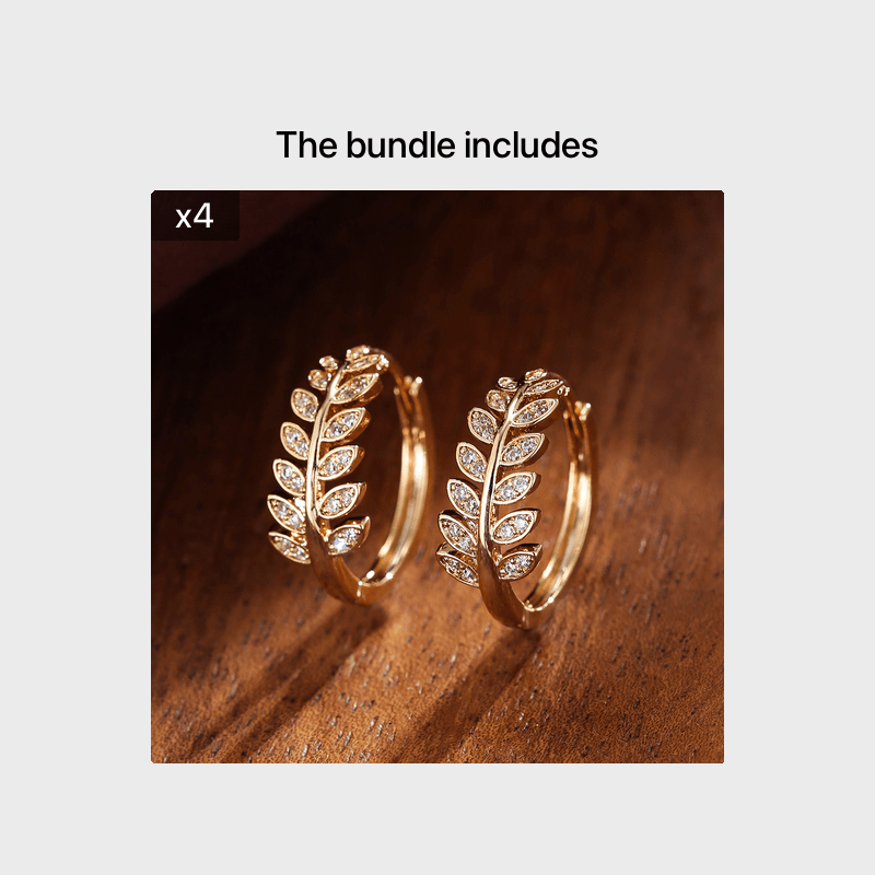 Leaf-Shaped Hoop Huggie Earrings