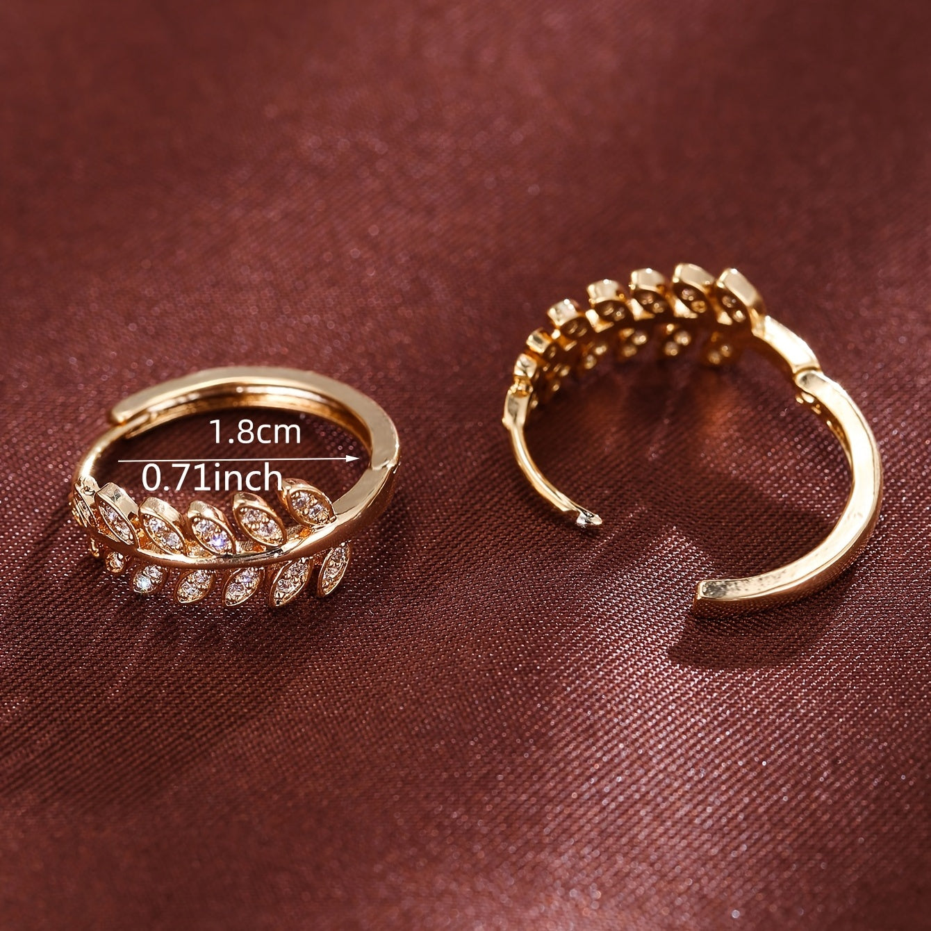 Leaf-Shaped Hoop Huggie Earrings