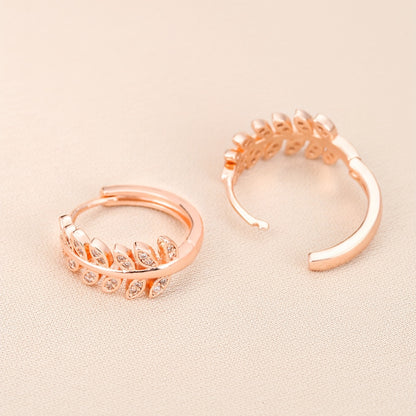 Leaf-Shaped Hoop Huggie Earrings