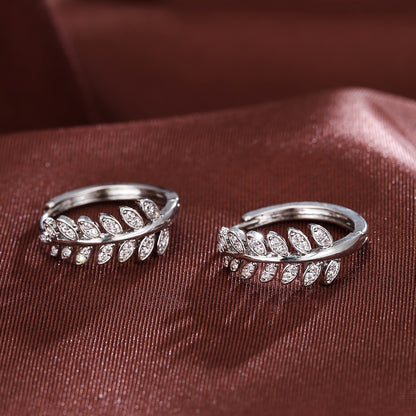 Leaf-Shaped Hoop Huggie Earrings