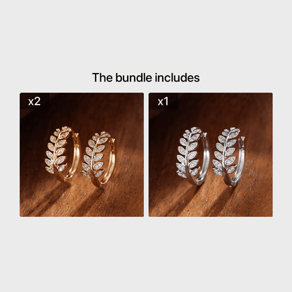 Leaf-Shaped Hoop Huggie Earrings