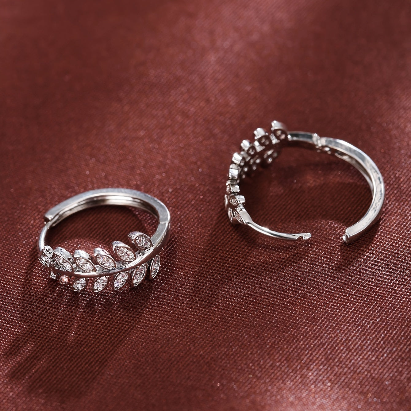 Leaf-Shaped Hoop Huggie Earrings