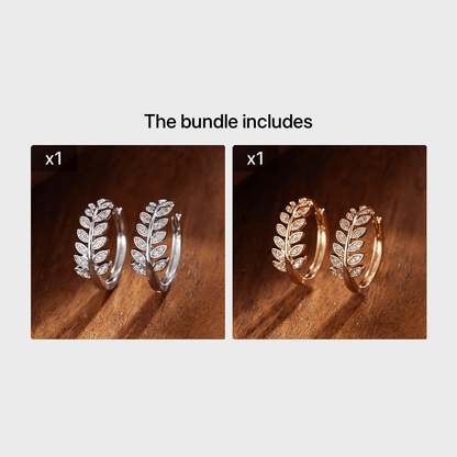 Leaf-Shaped Hoop Huggie Earrings